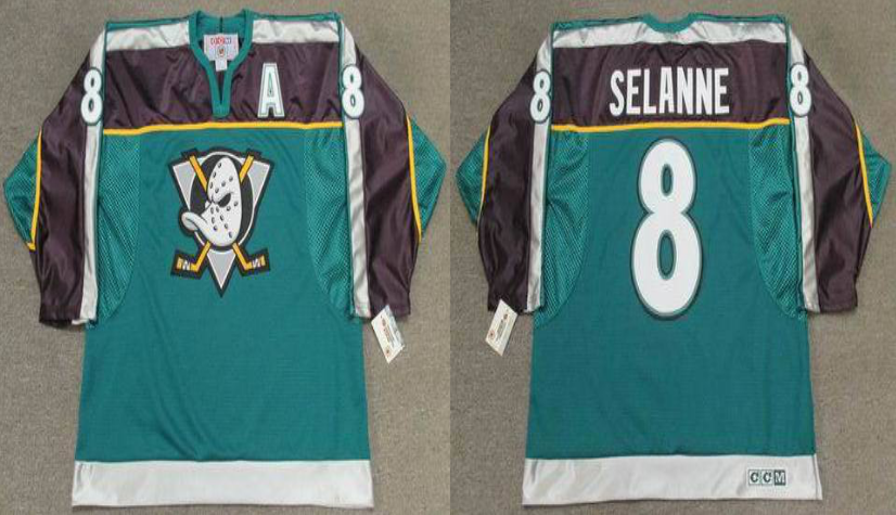 2019 Men Anaheim Ducks 8 Selanne green style #2 CCM NHL jerseys